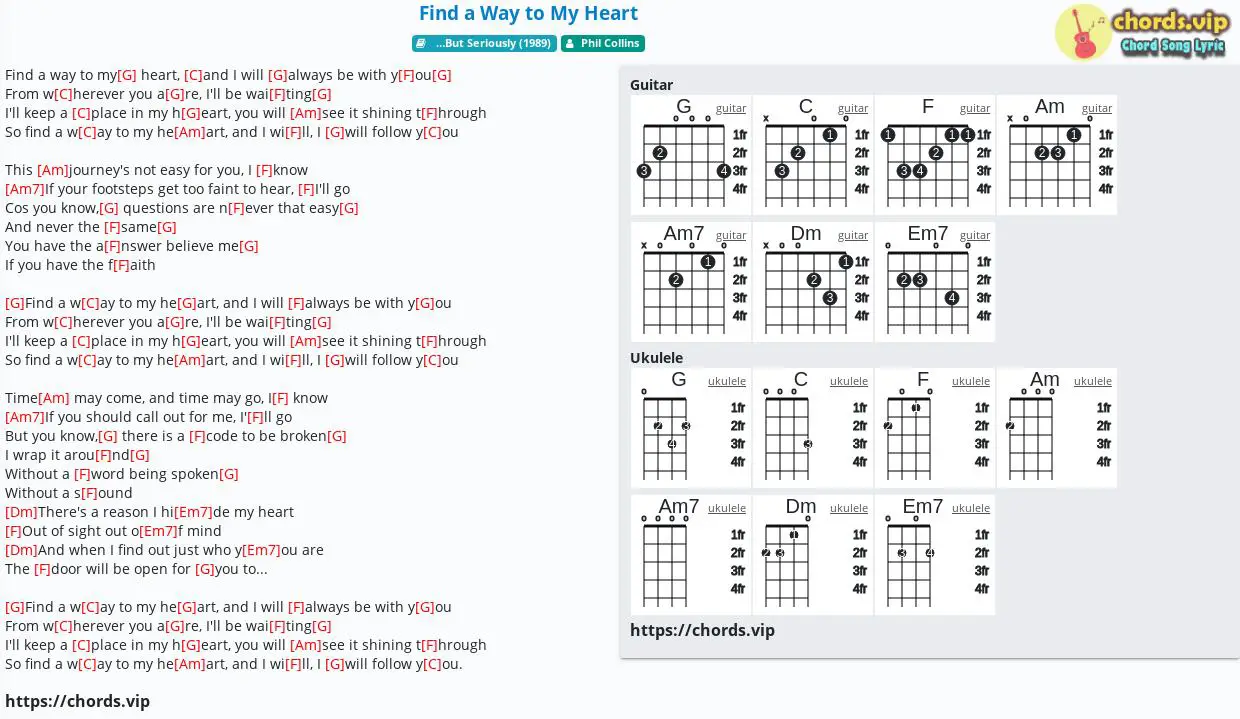Chord Find A Way To My Heart Phil Collins Tab Song Lyric Sheet Guitar Ukulele Chords Vip Chord Find A Way To My Heart Phil Collins Tab Song Lyric Sheet Guitar Ukulele Chords Vip