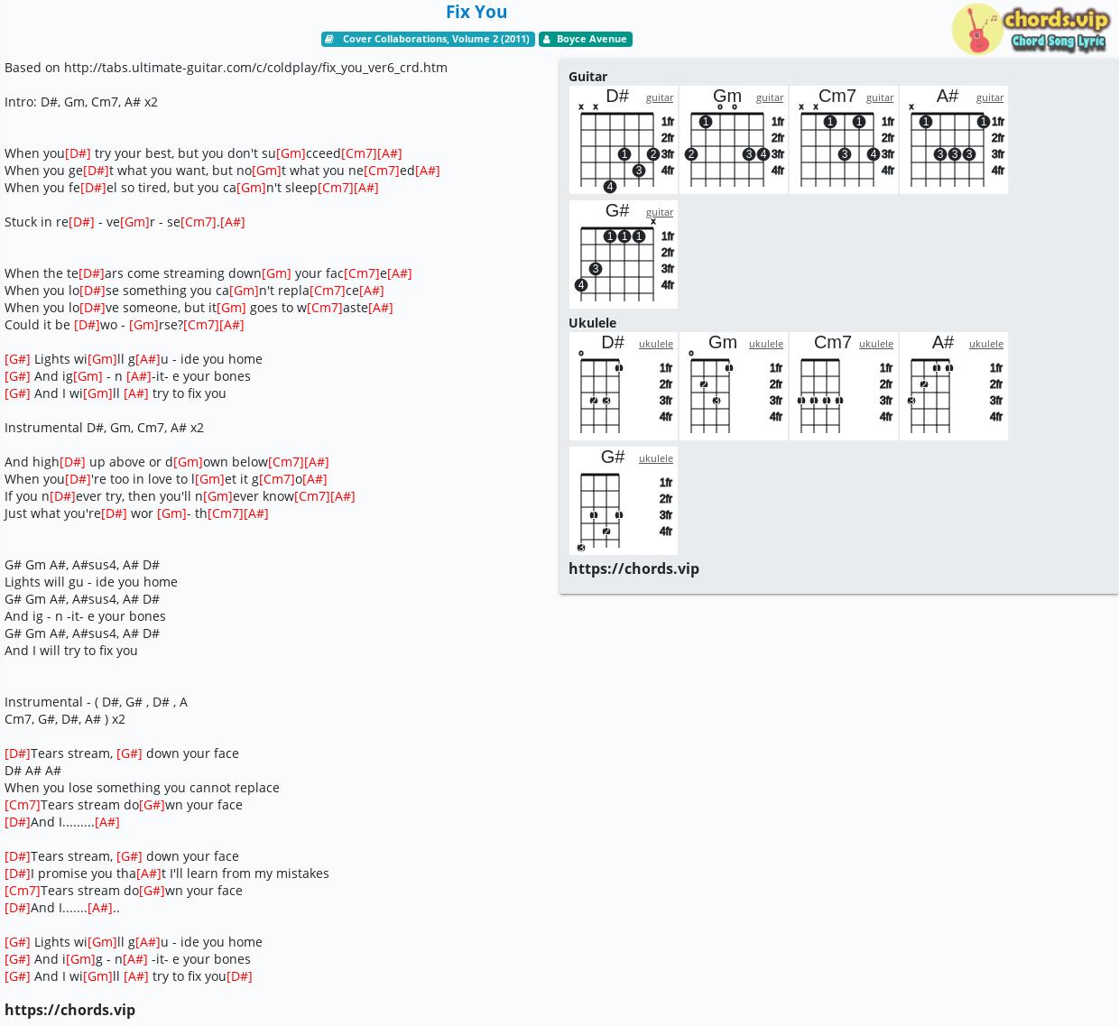 Fix you chords