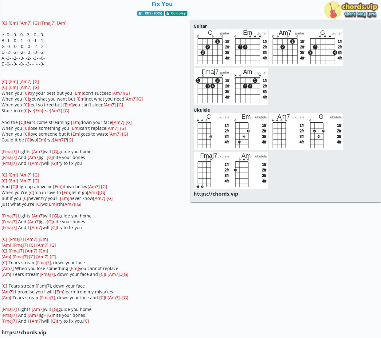 You chords fix Fix You