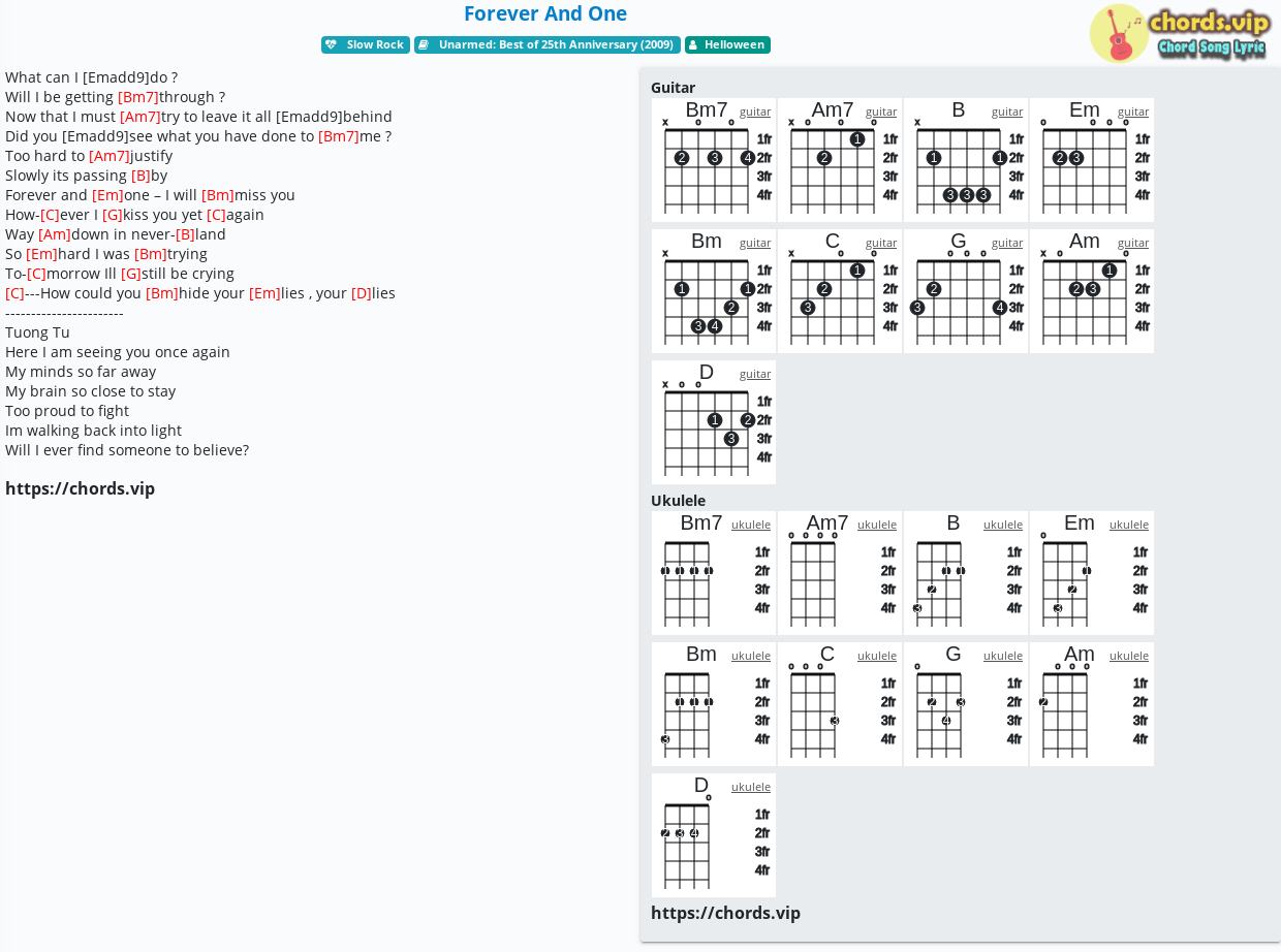 Chord: Forever And One - Helloween - tab, song lyric, sheet, guitar
