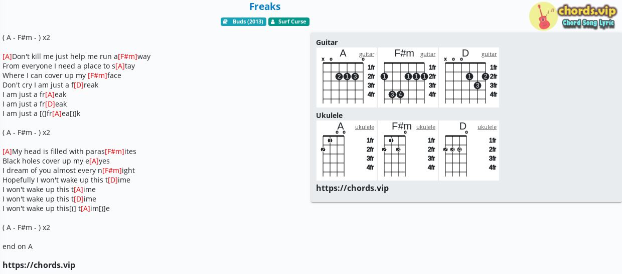 Bummer Friend Chords & Tabs - Surf Curse