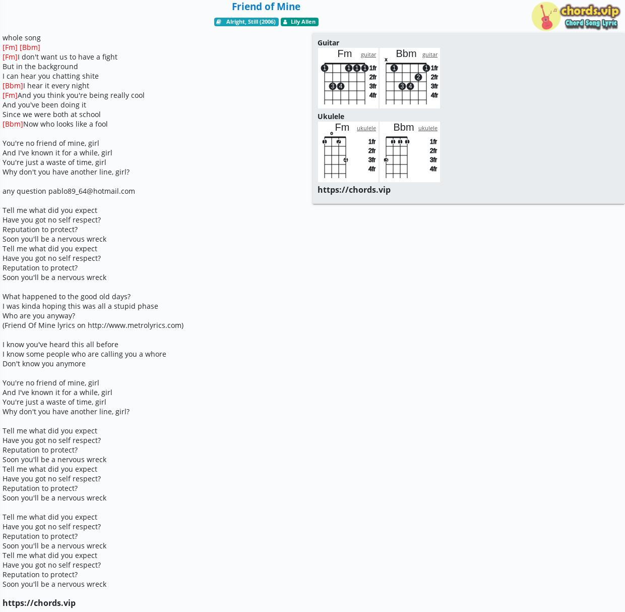 friend of mine chords