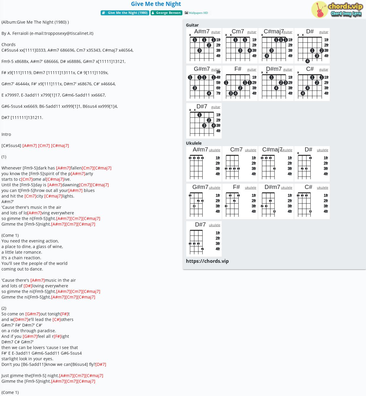 Chord give me the night tab song lyric sheet guitar ukulele
