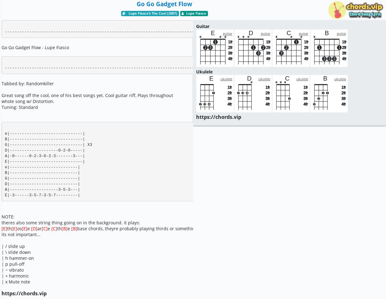 Chord Go Go Gadget Flow Lupe Fiasco Tab Song Lyric Sheet Guitar Ukulele Chords Vip