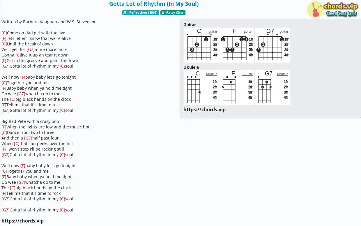 Chord Gotta Lot Of Rhythm In My Soul Patsy Cline Tab Song Lyric Sheet Guitar Ukulele Chords Vip Chord Gotta Lot Of Rhythm In My Soul Patsy Cline Tab Song Lyric Sheet Guitar Ukulele Chords Vip