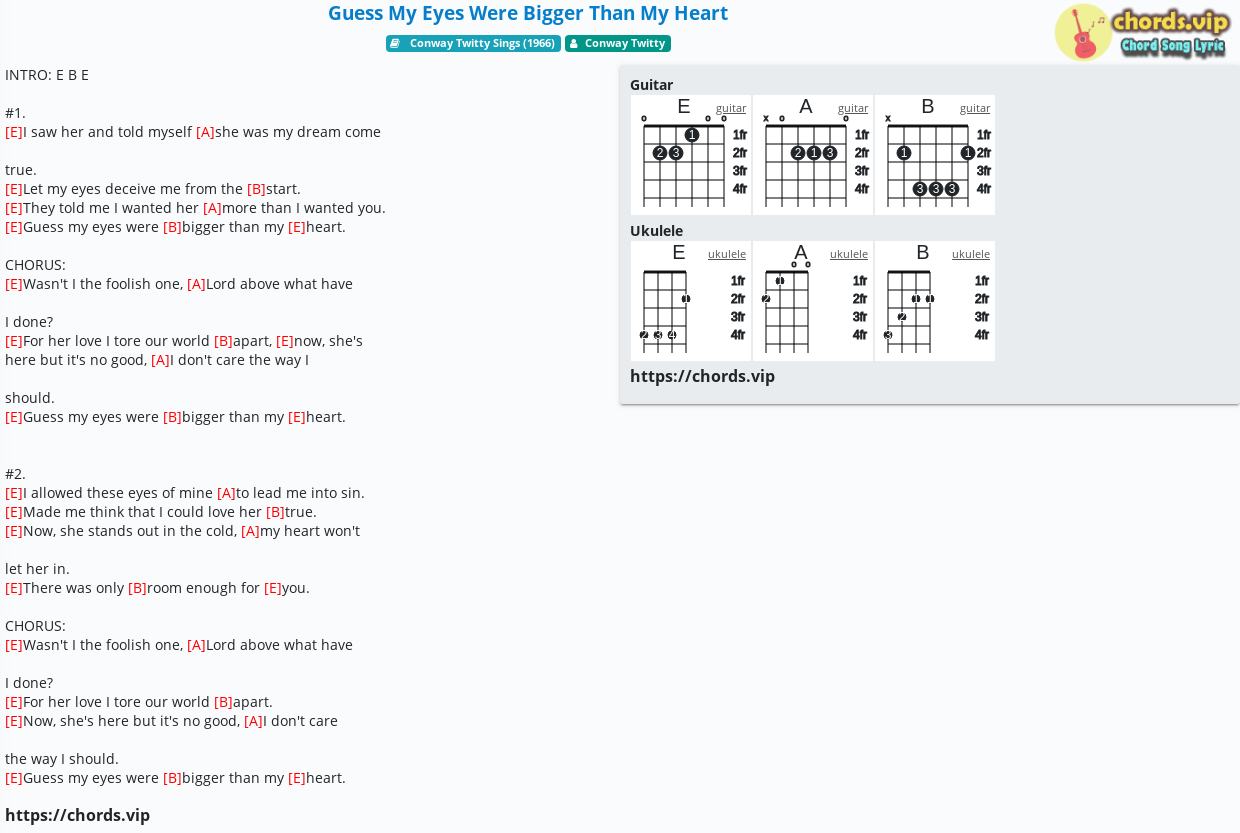 Chord Guess My Eyes Were Bigger Than My Heart Conway Twitty Tab Song Lyric Sheet Guitar Ukulele Chords Vip Chord Guess My Eyes Were Bigger Than My Heart Conway Twitty Tab Song Lyric Sheet Guitar Ukulele Chords Vip