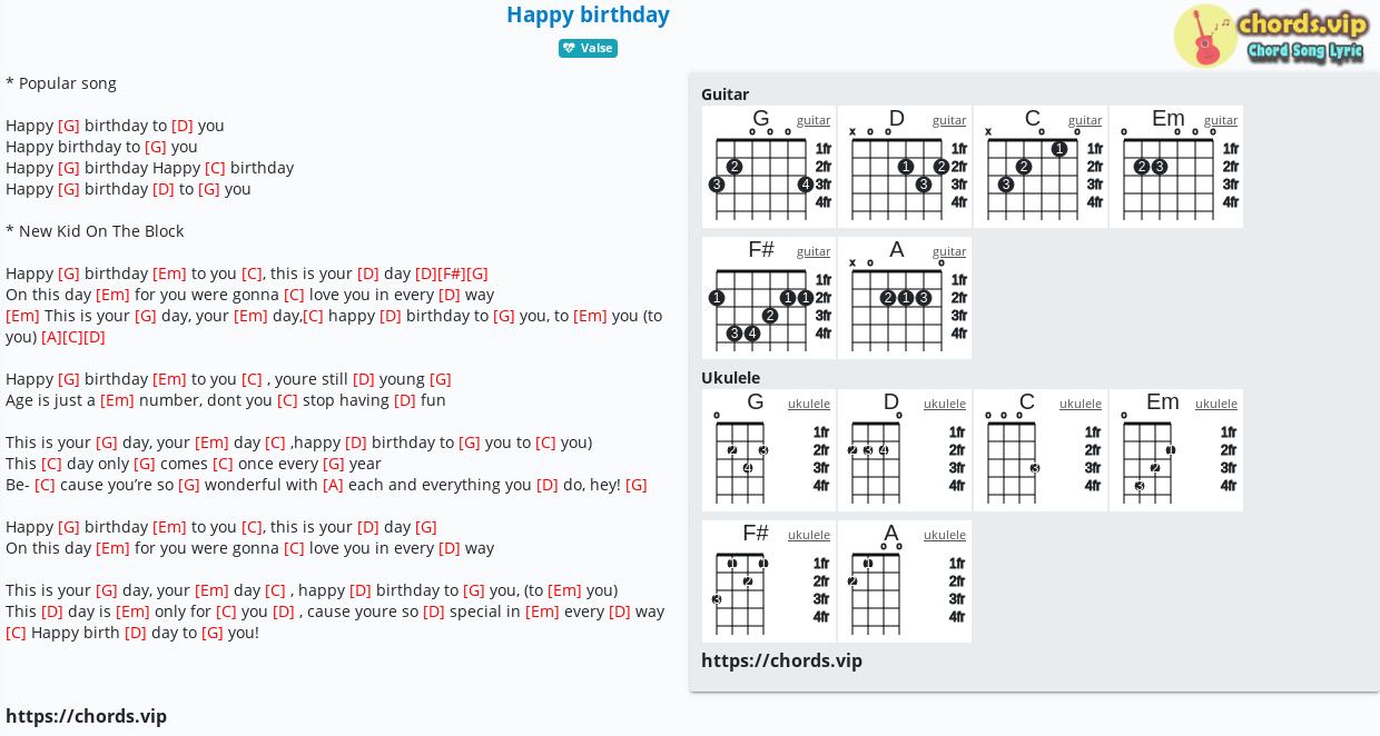 Chord Happy Birthday Nhạc Ngoại Tab Song Lyric Sheet Guitar Ukulele Chords Vip