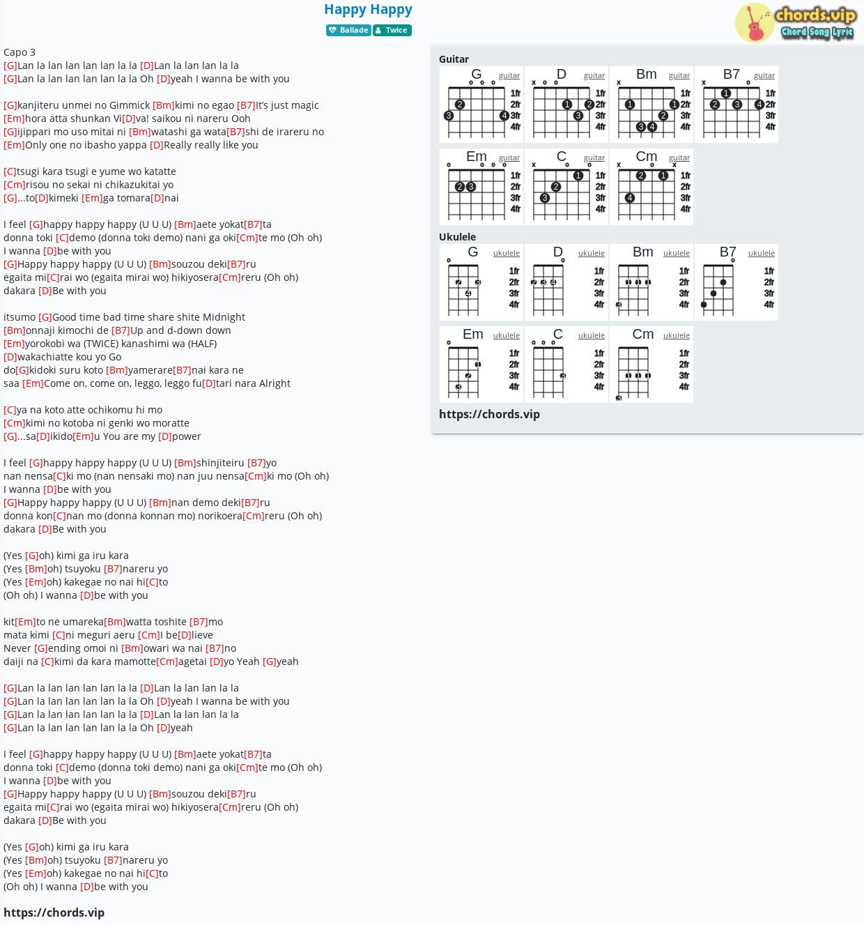 Chord Happy Happy Twice Tab Song Lyric Sheet Guitar