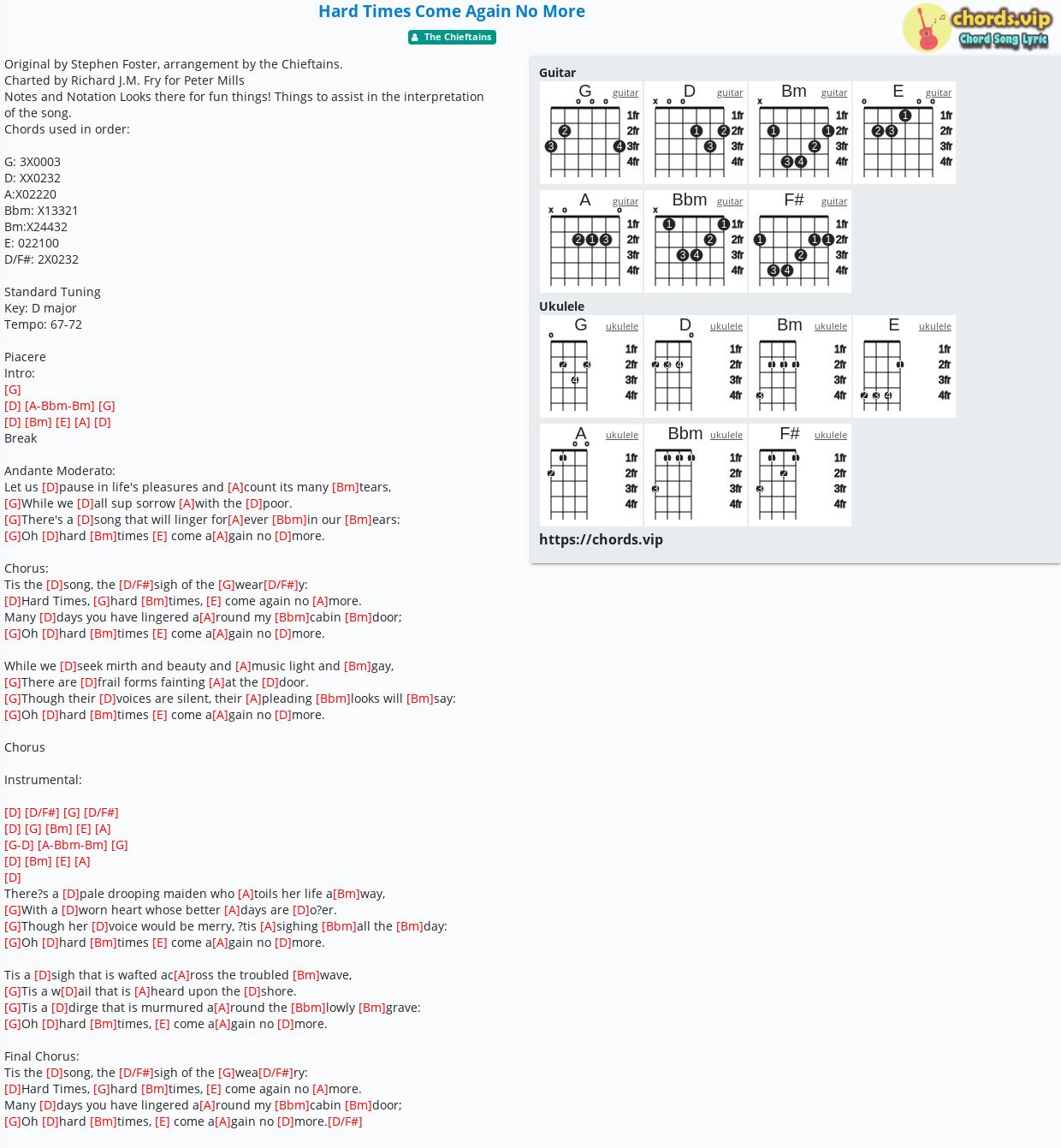 Chord Hard Times Come Again No More The Chieftains Tab Song Lyric Sheet Guitar Ukulele Chords Vip