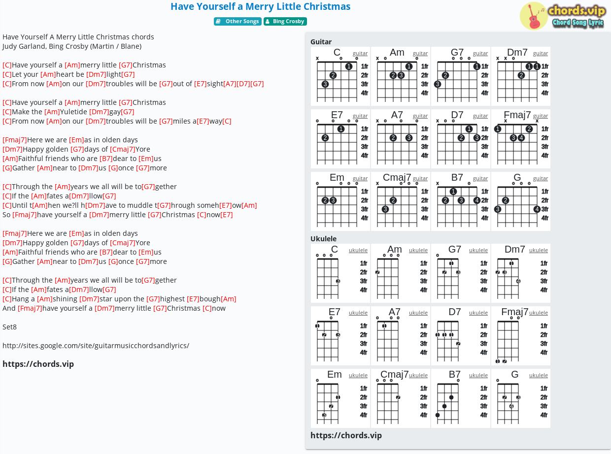 Chord: Have Yourself a Merry Little Christmas - Bing Crosby song sheet, guitar, | chords.vip