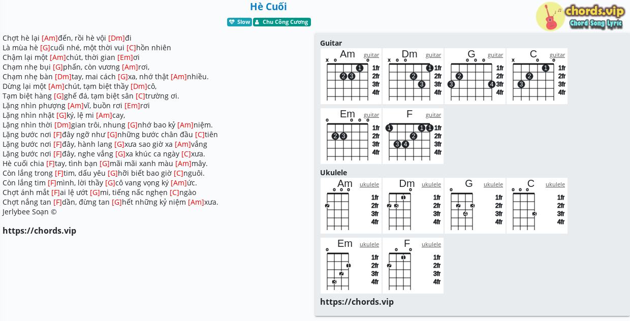 Chord He Cuối Chu Cong Cương Tab Song Lyric Sheet Guitar Ukulele Chords Vip
