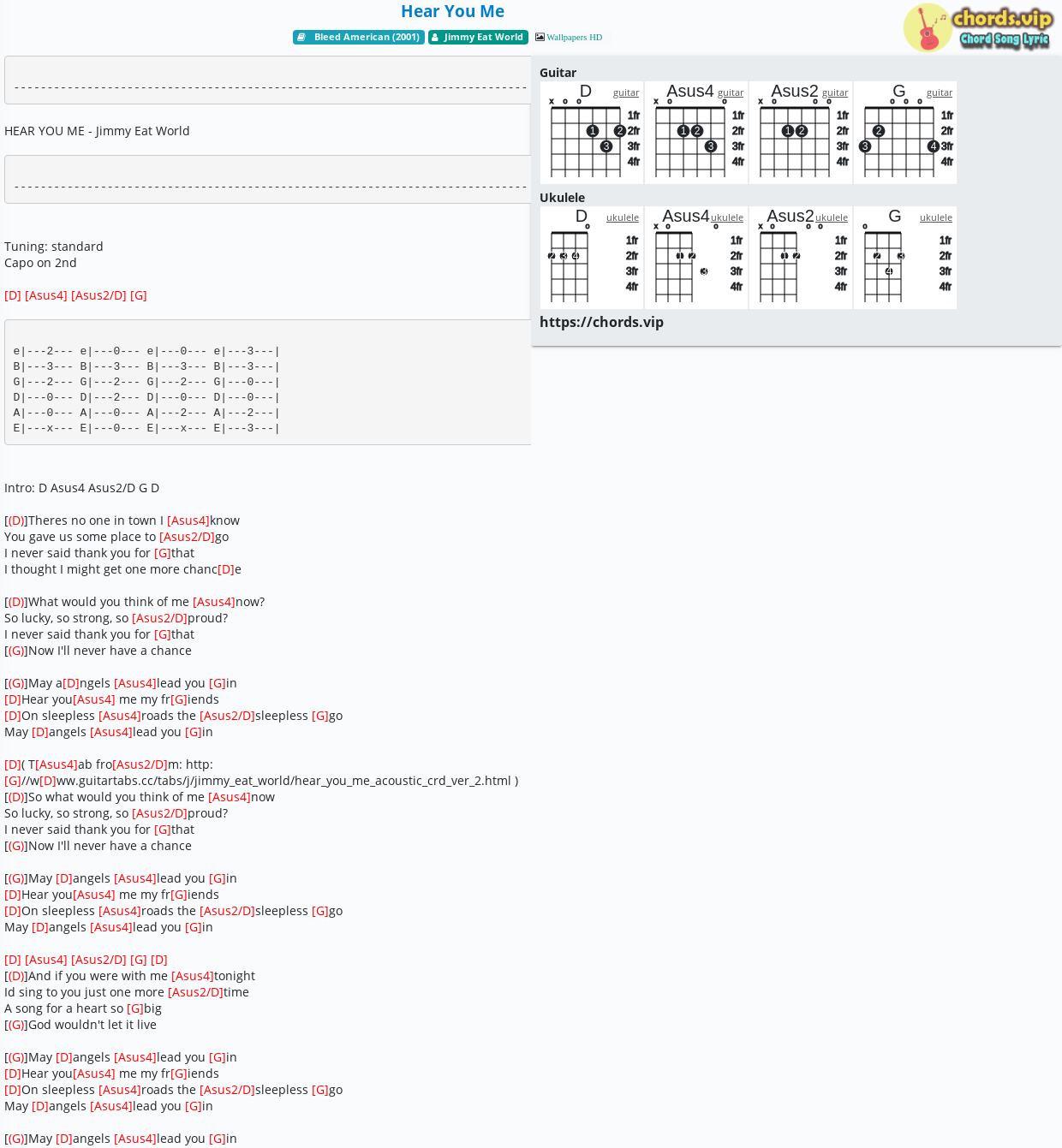 Chord Hear You Me Jimmy Eat World Tab Song Lyric Sheet Guitar Ukulele Chords Vip