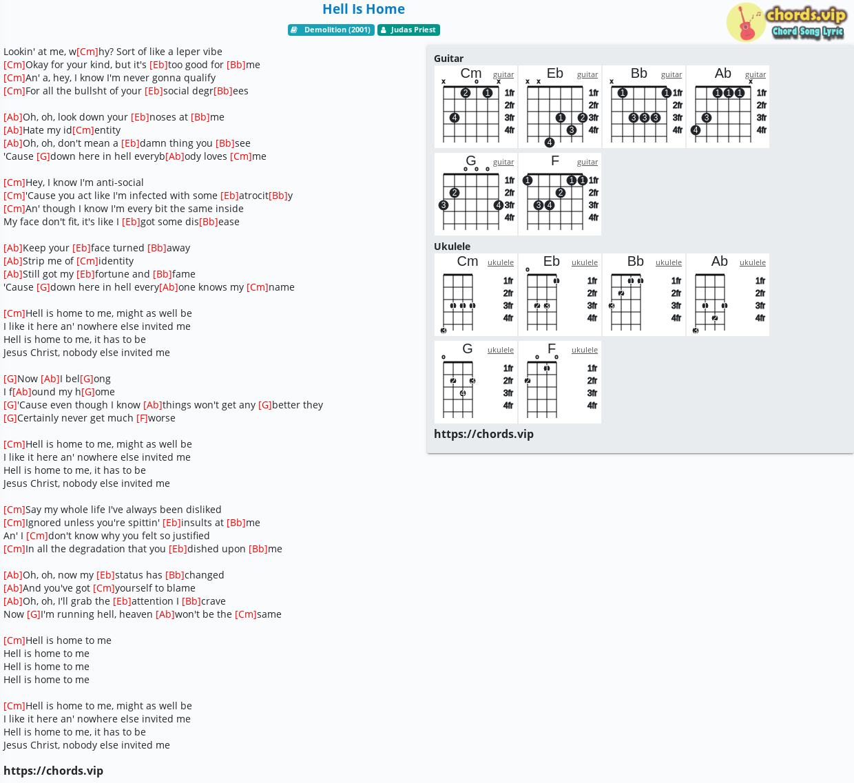 Chord Hell Is Home Judas Priest Tab Song Lyric Sheet Guitar Ukulele Chords Vip