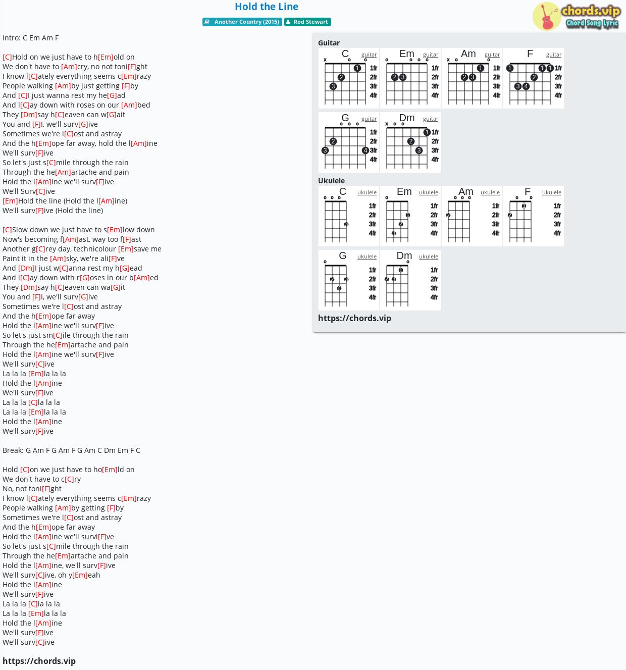 Chord Hold the Line tab, song lyric, sheet, guitar, ukulele chords.vip