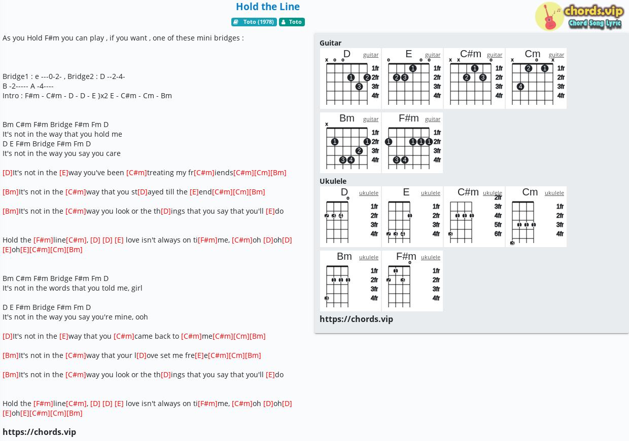 hold the line guitar chords hold the line guitar chords