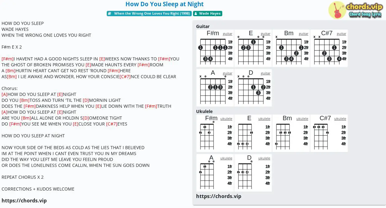 Chord How Do You Sleep At Night Wade Hayes Tab Song Lyric Sheet Guitar Ukulele Chords Vip Chord How Do You Sleep At Night Wade Hayes Tab Song Lyric Sheet Guitar Ukulele Chords Vip