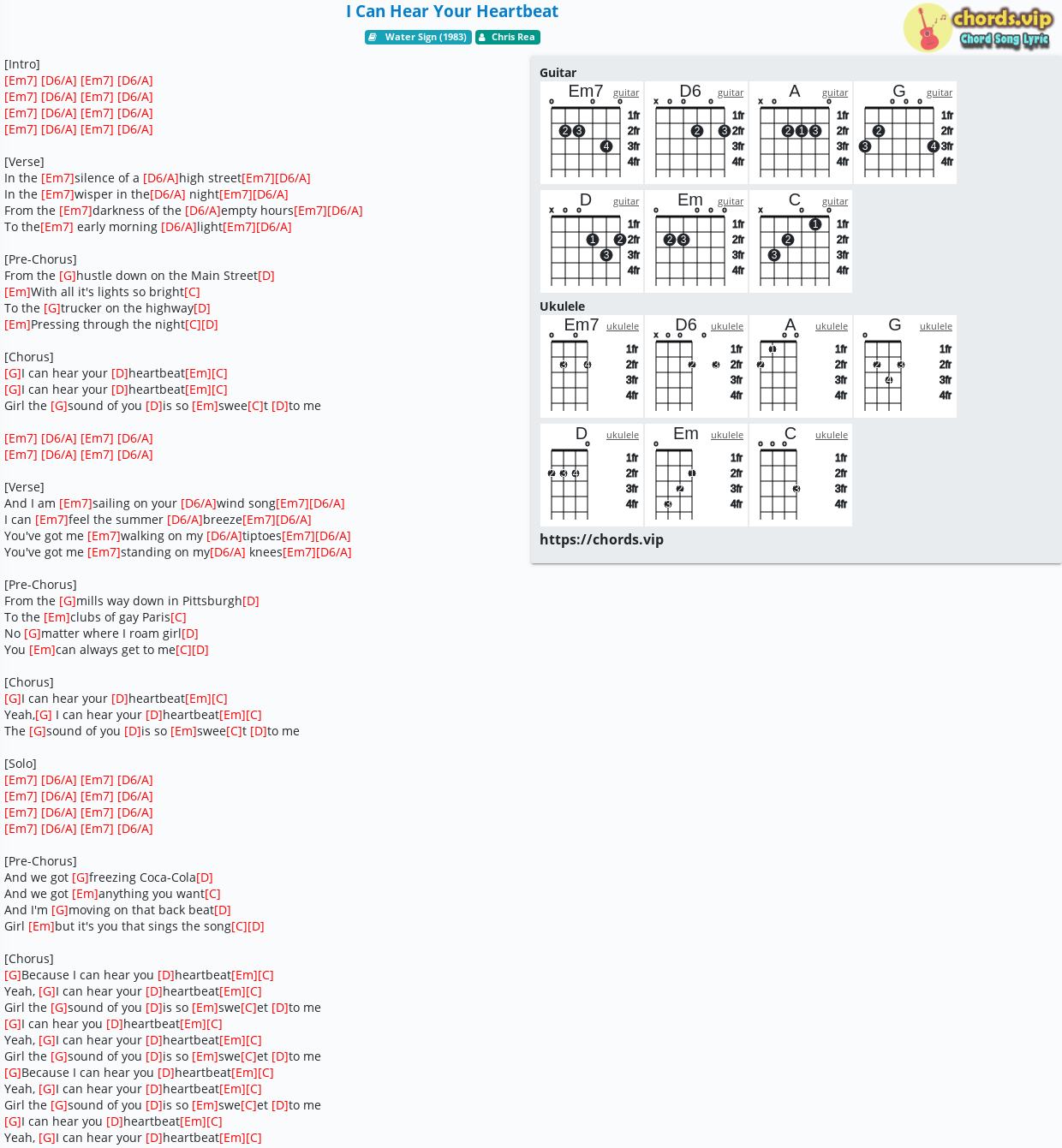 Chord i can hear your heartbeat tab song lyric sheet guitar