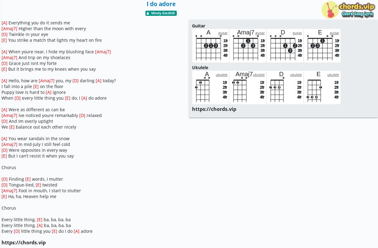Chord I Do Adore Mindy Gledhill Tab Song Lyric Sheet