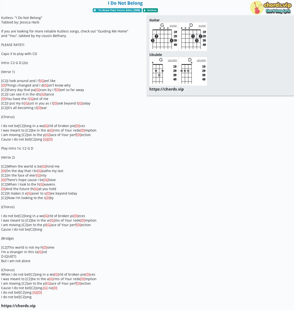Chord I Do Not Belong Kutless Tab Song Lyric Sheet Guitar Ukulele Chords Vip