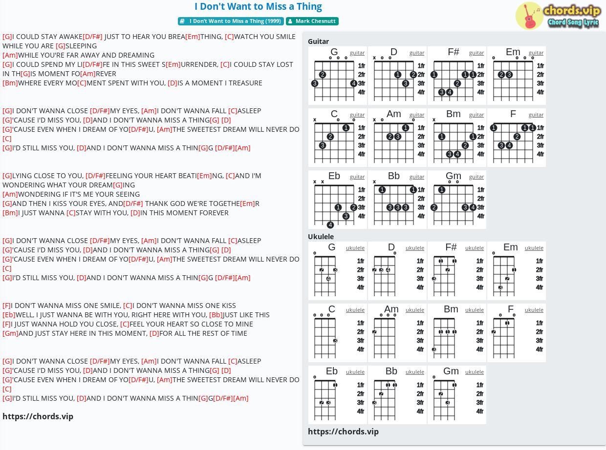Chord I Don T Want To Miss A Thing Mark Chesnutt Tab Song Lyric Sheet Guitar Ukulele Chords Vip