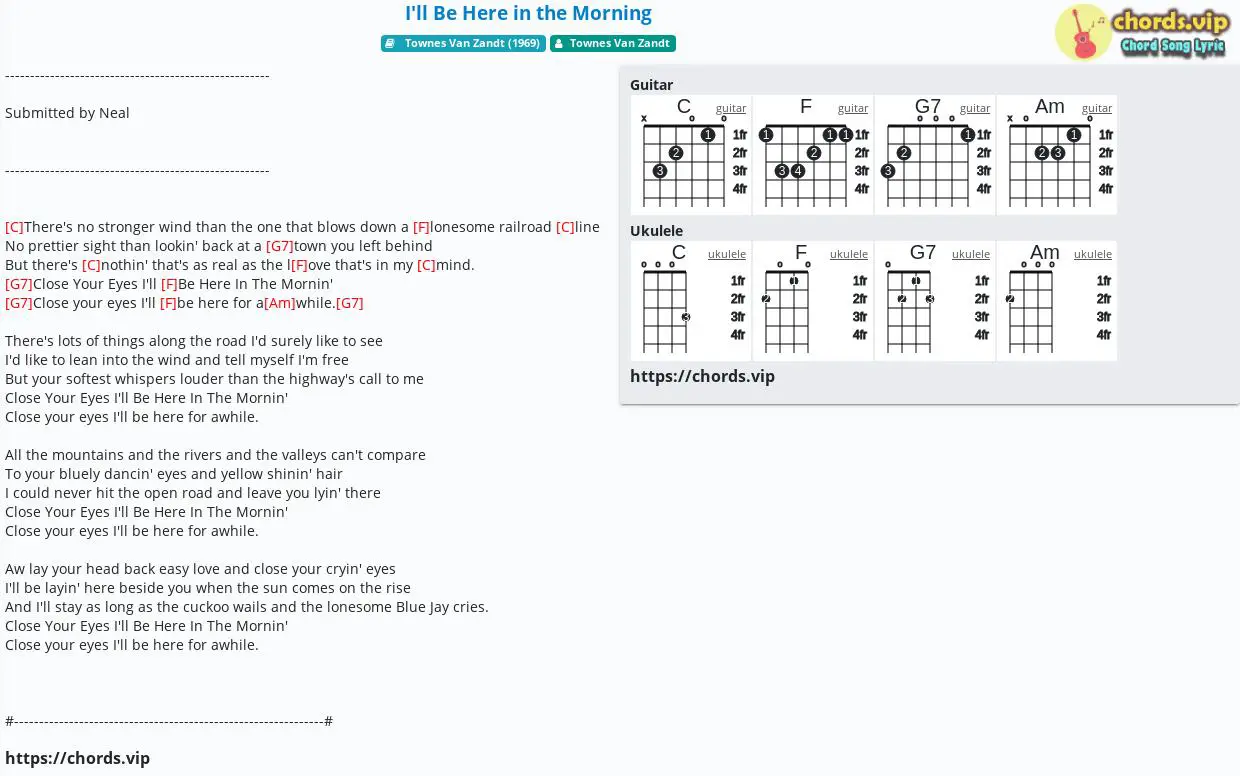 Don Williams I Ll Be Here In The Morning Lyrics Chord: I'll Be Here in the Morning - tab, song lyric, sheet, guitar