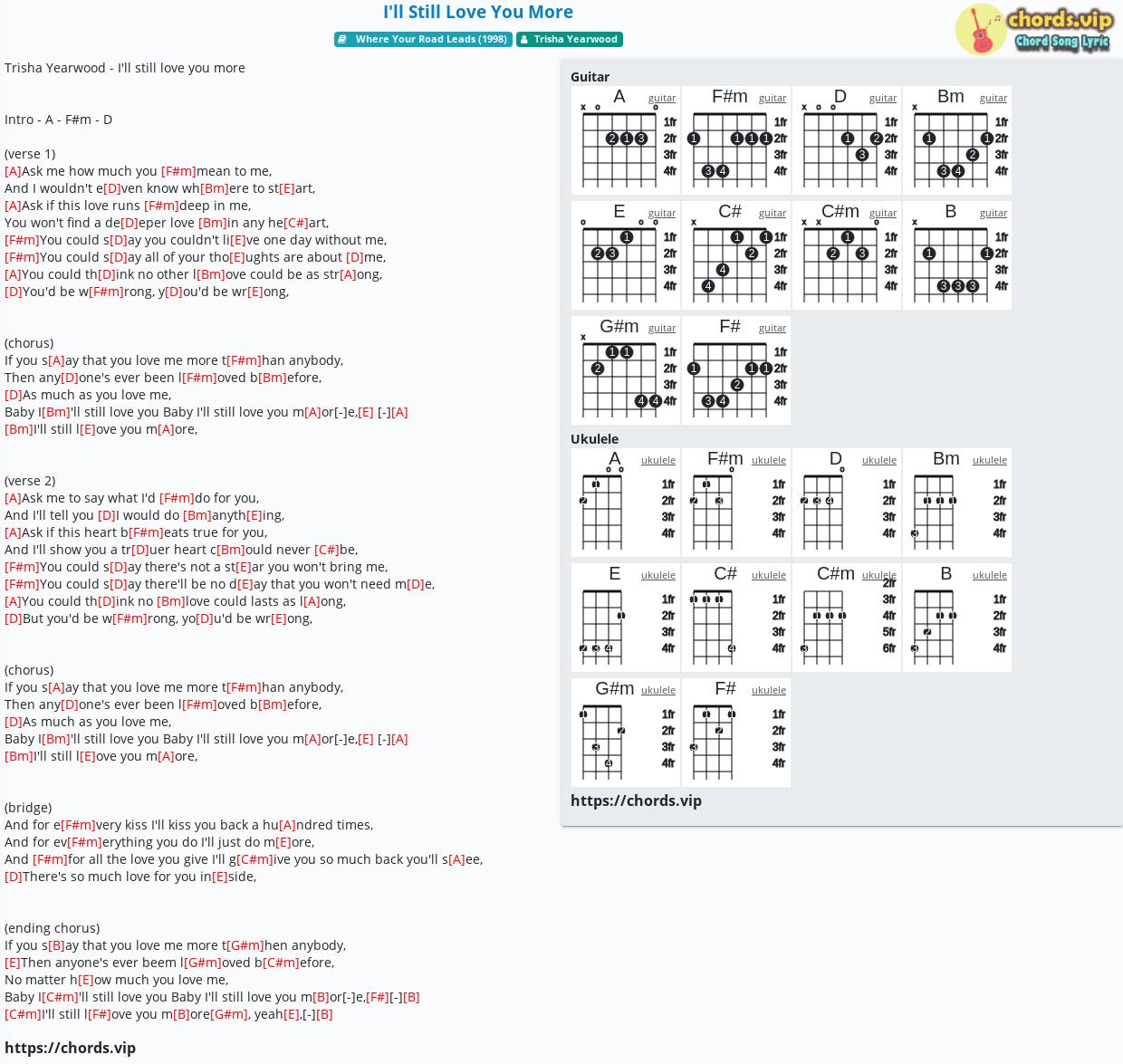 Chord I Ll Still Love You More Trisha Yearwood Tab Song Lyric Sheet Guitar Ukulele Chords Vip