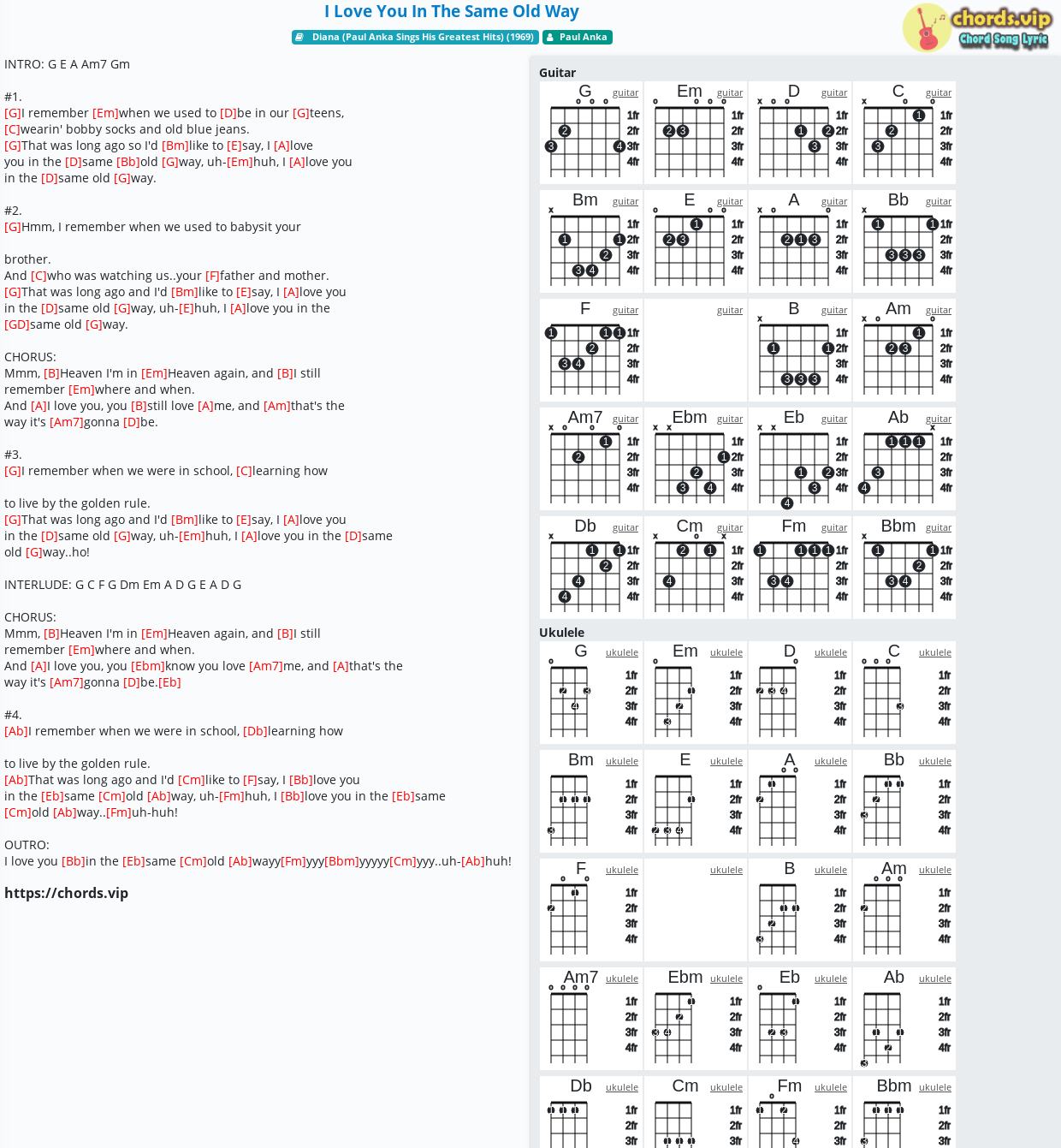Chord I Love You In The Same Old Way Paul Anka Tab Song Lyric Sheet Guitar Ukulele Chords Vip Chord I Love You In The Same Old Way Paul Anka Tab Song Lyric Sheet Guitar Ukulele Chords Vip