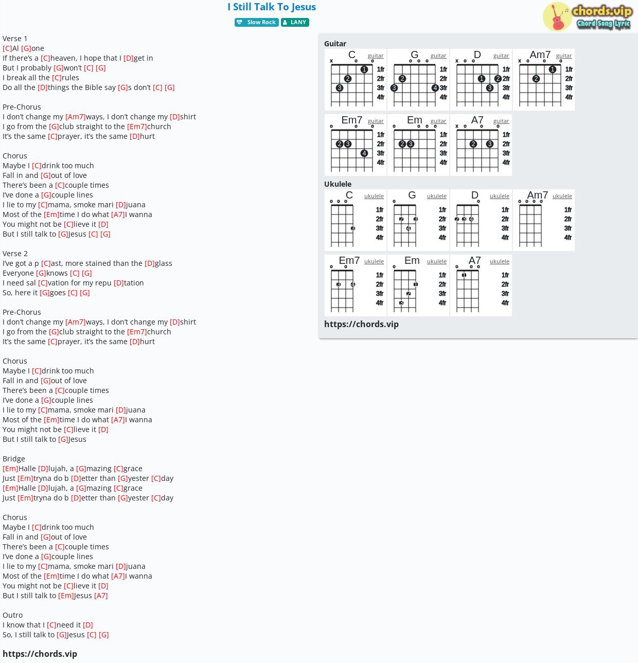 Fremragende Slovenien Det er det heldige Chord: I Still Talk To Jesus - LANY - tab, song lyric, sheet, guitar,  ukulele | chords.vip