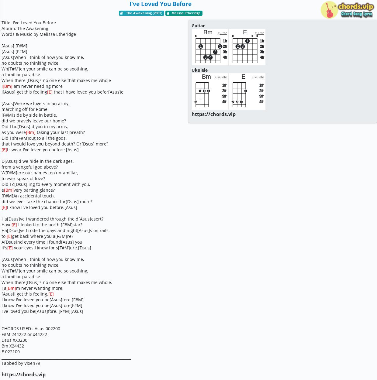 Chord I Ve Loved You Before Melissa Etheridge Tab Song Lyric Sheet Guitar Ukulele Chords Vip