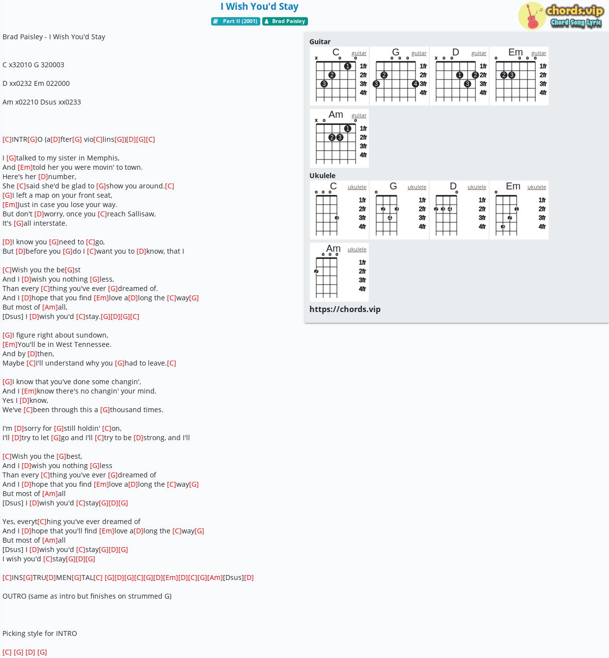 Chord I Wish You D Stay Brad Paisley Tab Song Lyric Sheet Guitar Ukulele Chords Vip Chord I Wish You D Stay Brad Paisley Tab Song Lyric Sheet Guitar Ukulele Chords Vip