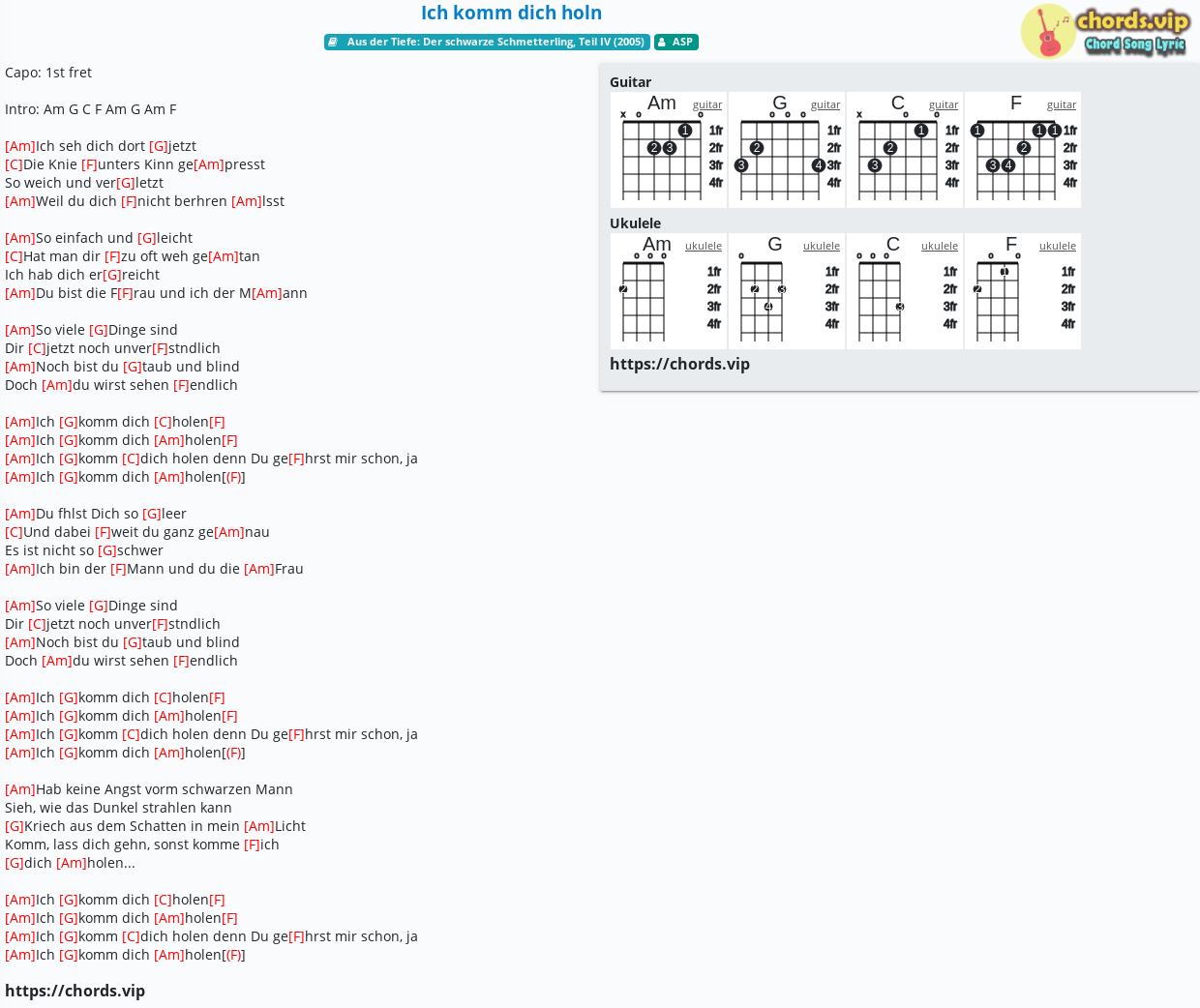 Chord Ich Komm Dich Holn Asp Tab Song Lyric Sheet Guitar Ukulele Chords Vip