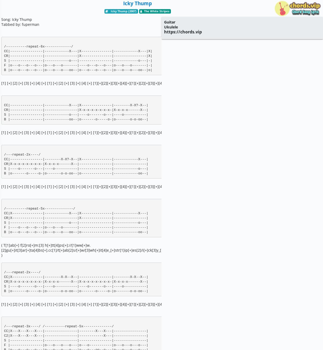Chord Icky Thump The White Stripes Tab Song Lyric Sheet Guitar Ukulele Chords Vip