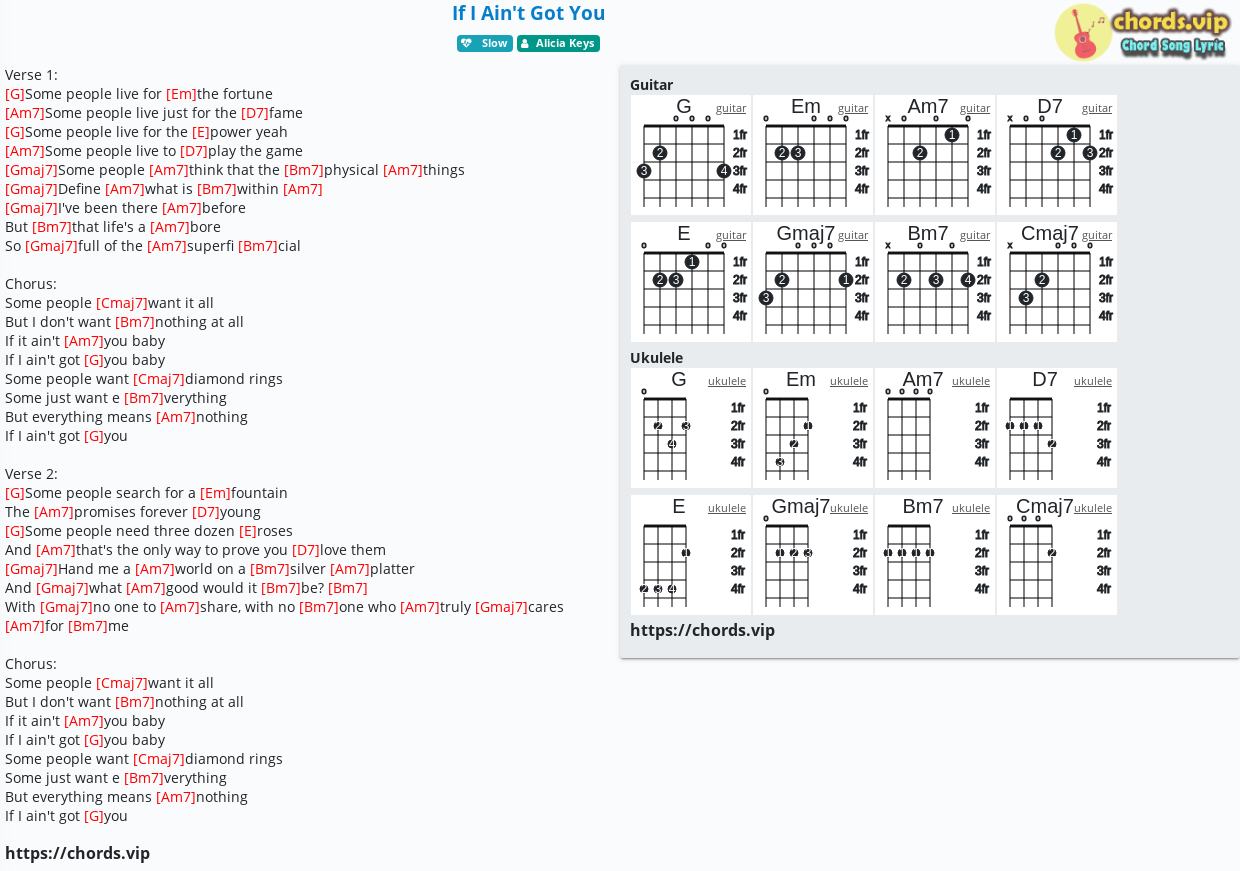 angre tabe pumpe Chord: If I Ain't Got You - Alicia Keys - tab, song lyric, sheet, guitar,  ukulele | chords.vip