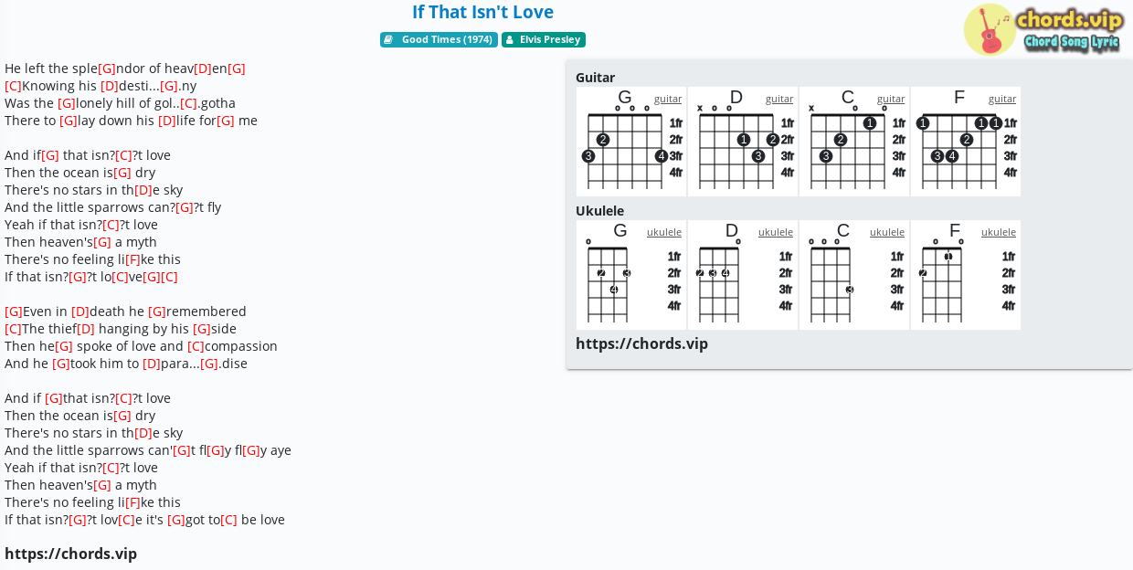 Chord If That Isn T Love Elvis Presley Tab Song Lyric Sheet Guitar Ukulele Chords Vip
