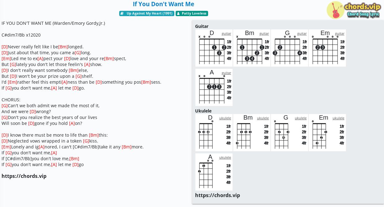 Chord If You Don T Want Me Patty Loveless Tab Song Lyric Sheet Guitar Ukulele Chords Vip