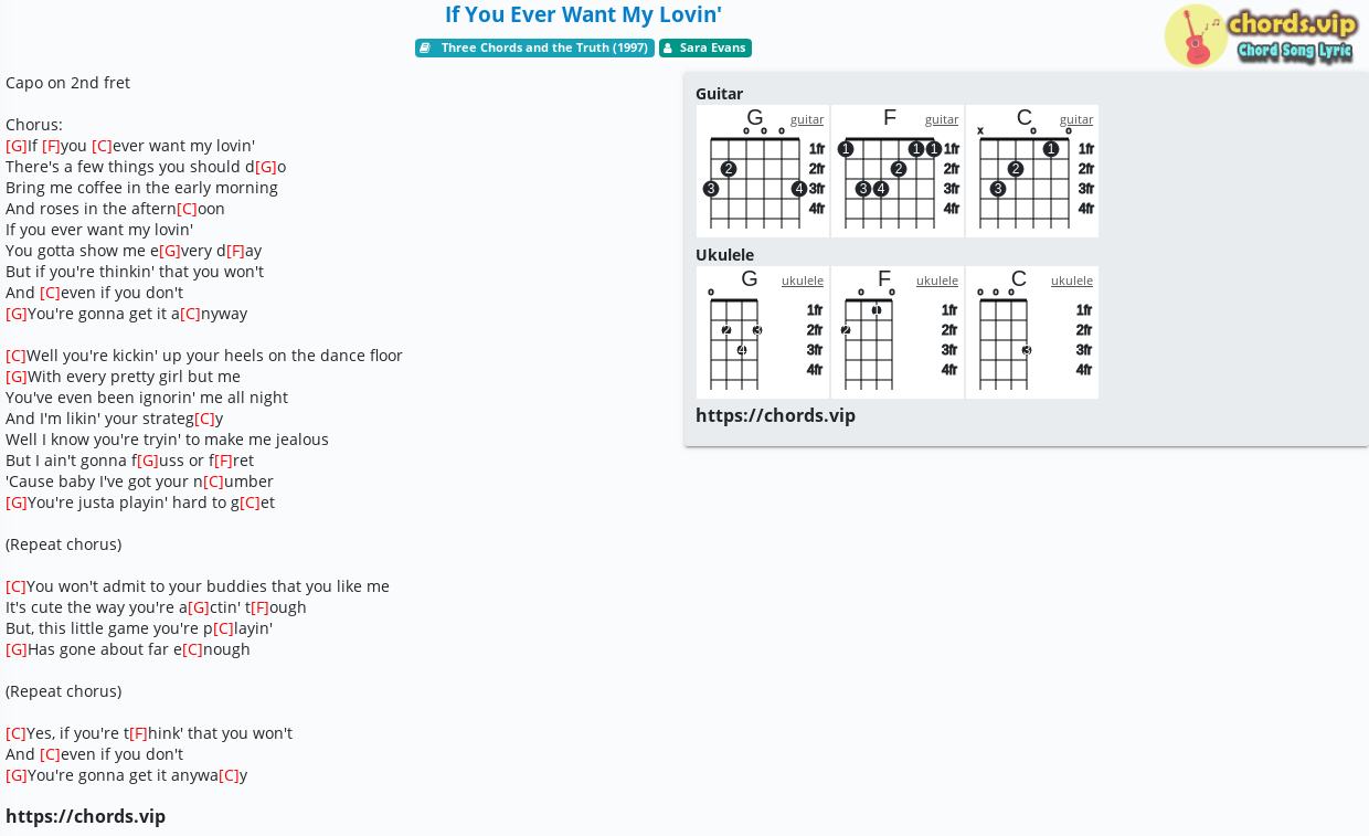 Chord If You Ever Want My Lovin Sara Evans Tab Song Lyric Sheet Guitar Ukulele Chords Vip