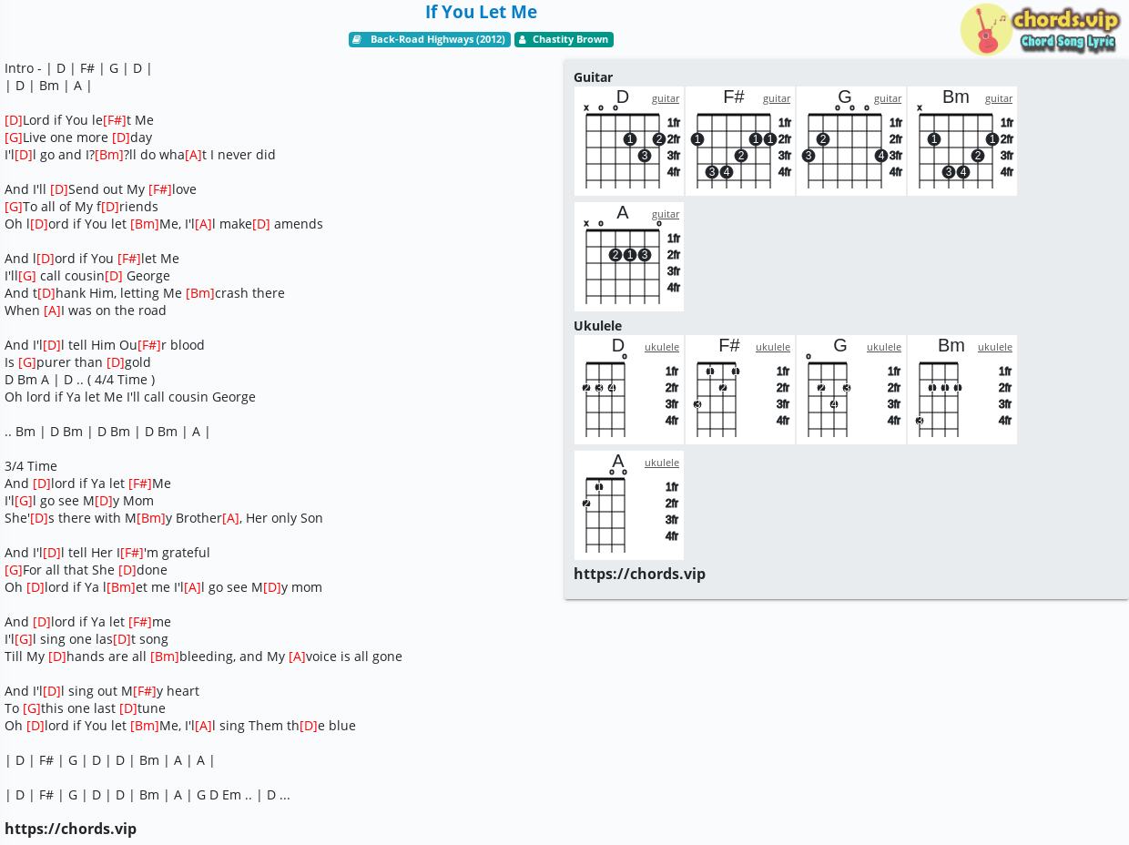 Chord If You Let Me Chastity Brown Tab Song Lyric Sheet Guitar Ukulele Chords Vip