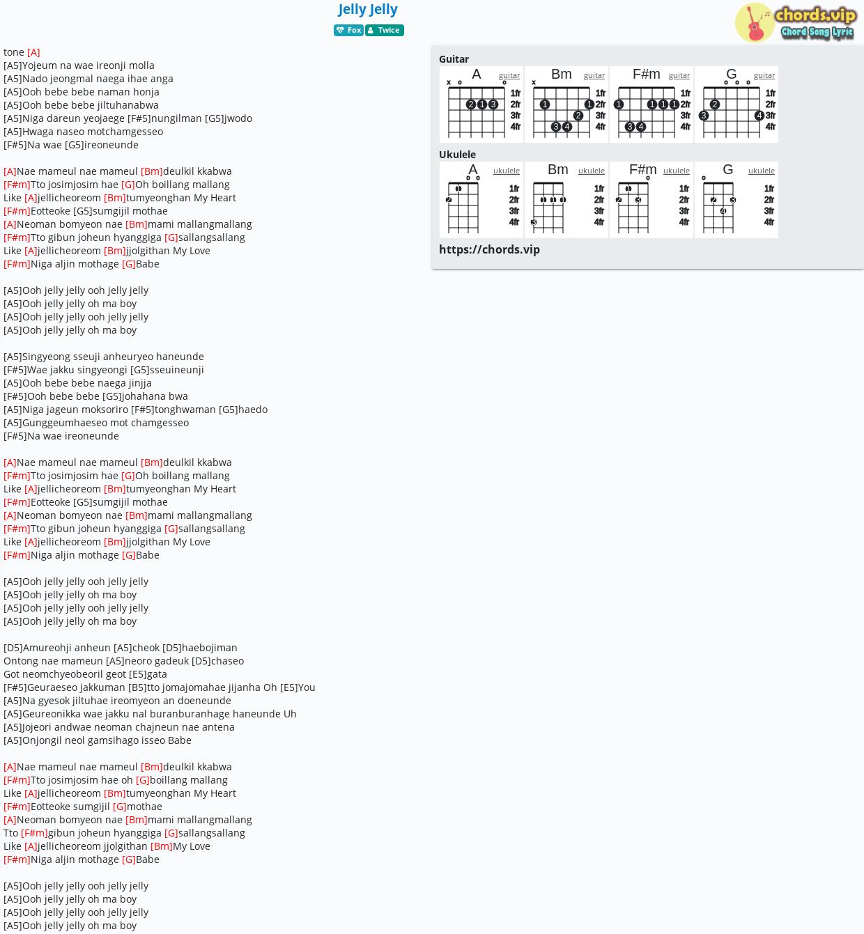 Chord Jelly Jelly Twice Tab Song Lyric Sheet Guitar Ukulele Chords Vip