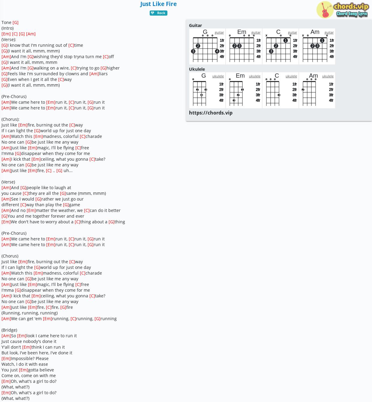 udsende Henholdsvis nudler Chord: Just Like Fire - Max Martin,Shellback,Pink,Oscar Holter - tab, song  lyric, sheet, guitar, ukulele | chords.vip