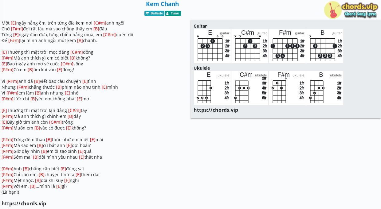 Chord Kem Chanh Tuấn Tab Song Lyric Sheet Guitar Ukulele Chords Vip