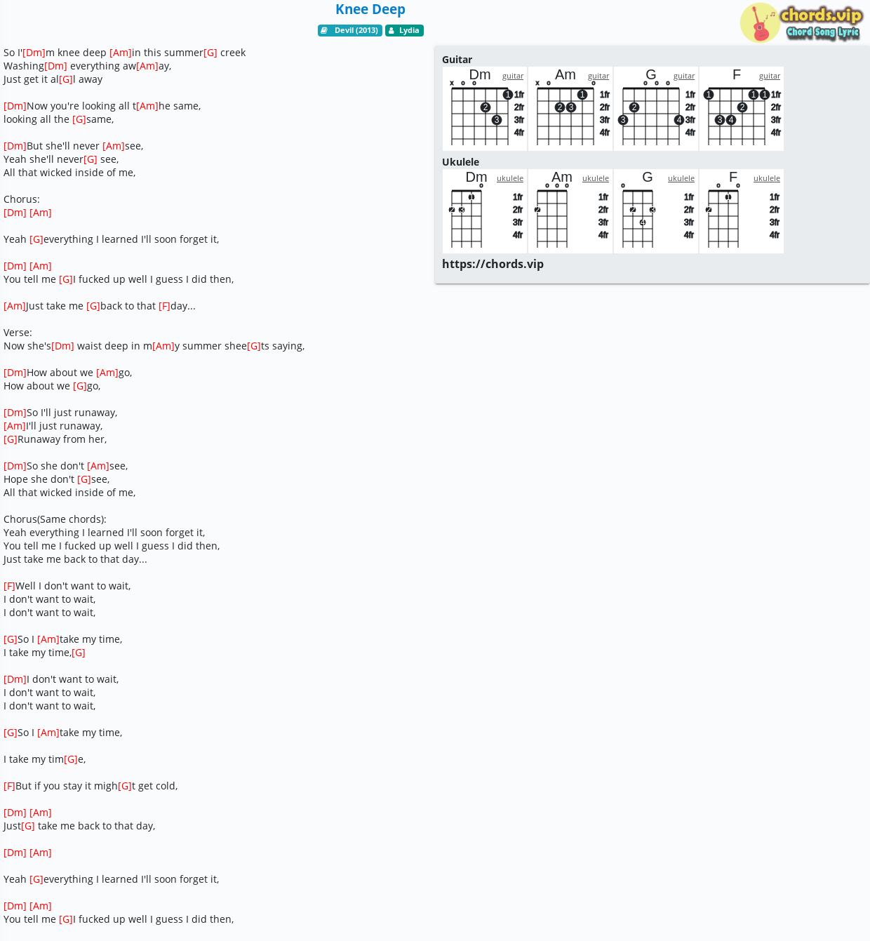 Knee Deep Lyrics Job For A Cowboy Knee Deep Guitar Chords