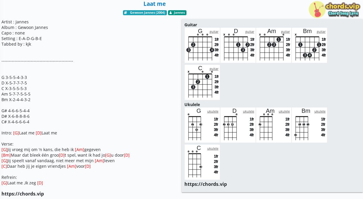 Chord Laat Me Jannes Tab Song Lyric Sheet Guitar Ukulele Chords Vip