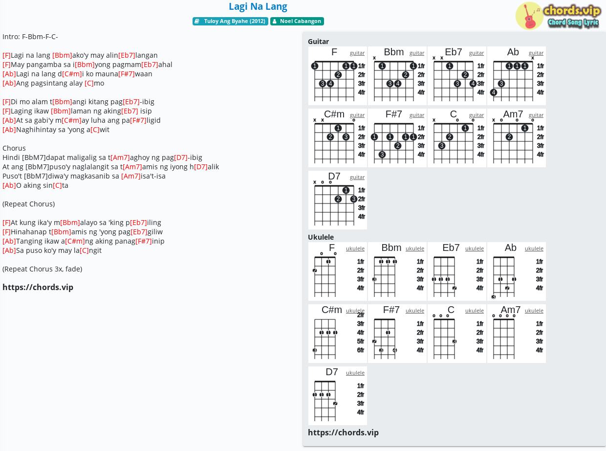 Chord: Lagi Na Lang - tab, song lyric, sheet, guitar, ukulele | chords.vip