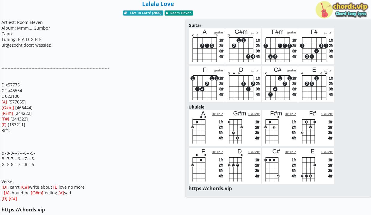 Chord Lalala Love Room Eleven Tab Song Lyric Sheet Guitar Ukulele Chords Vip