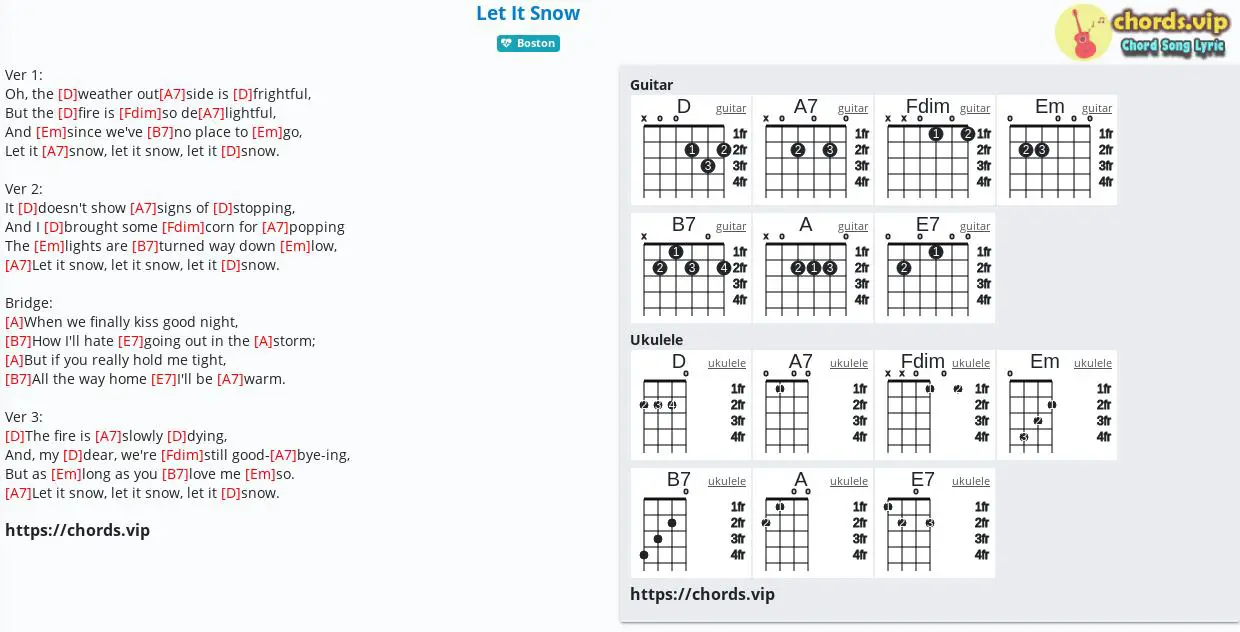 Chord: Let It Snow - Sammy - tab, sheet, guitar, ukulele | chords.vip