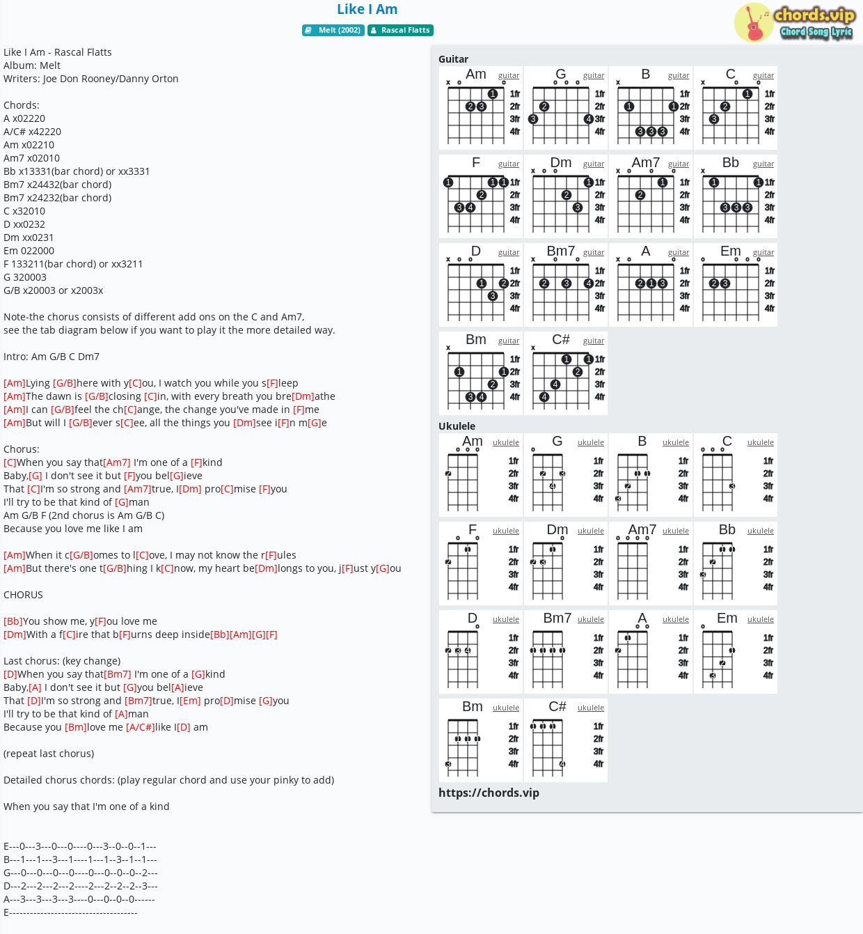 Chord Like I Am Rascal Flatts Tab Song Lyric Sheet Guitar Ukulele Chords Vip