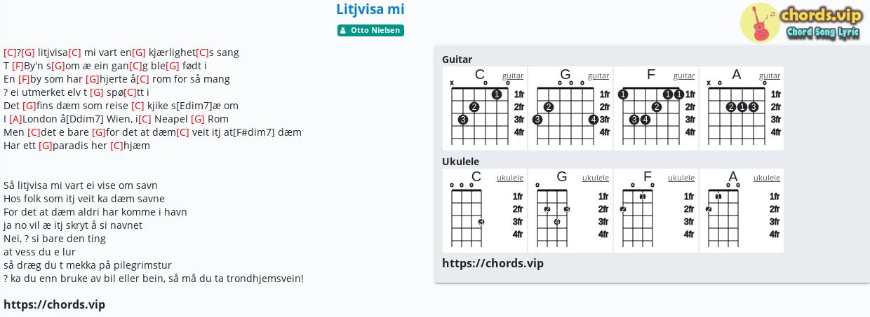 Chord Litjvisa Mi Otto Nielsen Tab Song Lyric Sheet Guitar Ukulele Chords Vip
