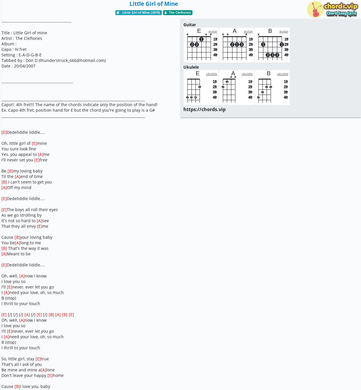 Chord Little Girl Of Mine The Cleftones Tab Song Lyric Sheet Guitar Ukulele Chords Vip Chord Little Girl Of Mine The Cleftones Tab Song Lyric Sheet Guitar Ukulele Chords Vip