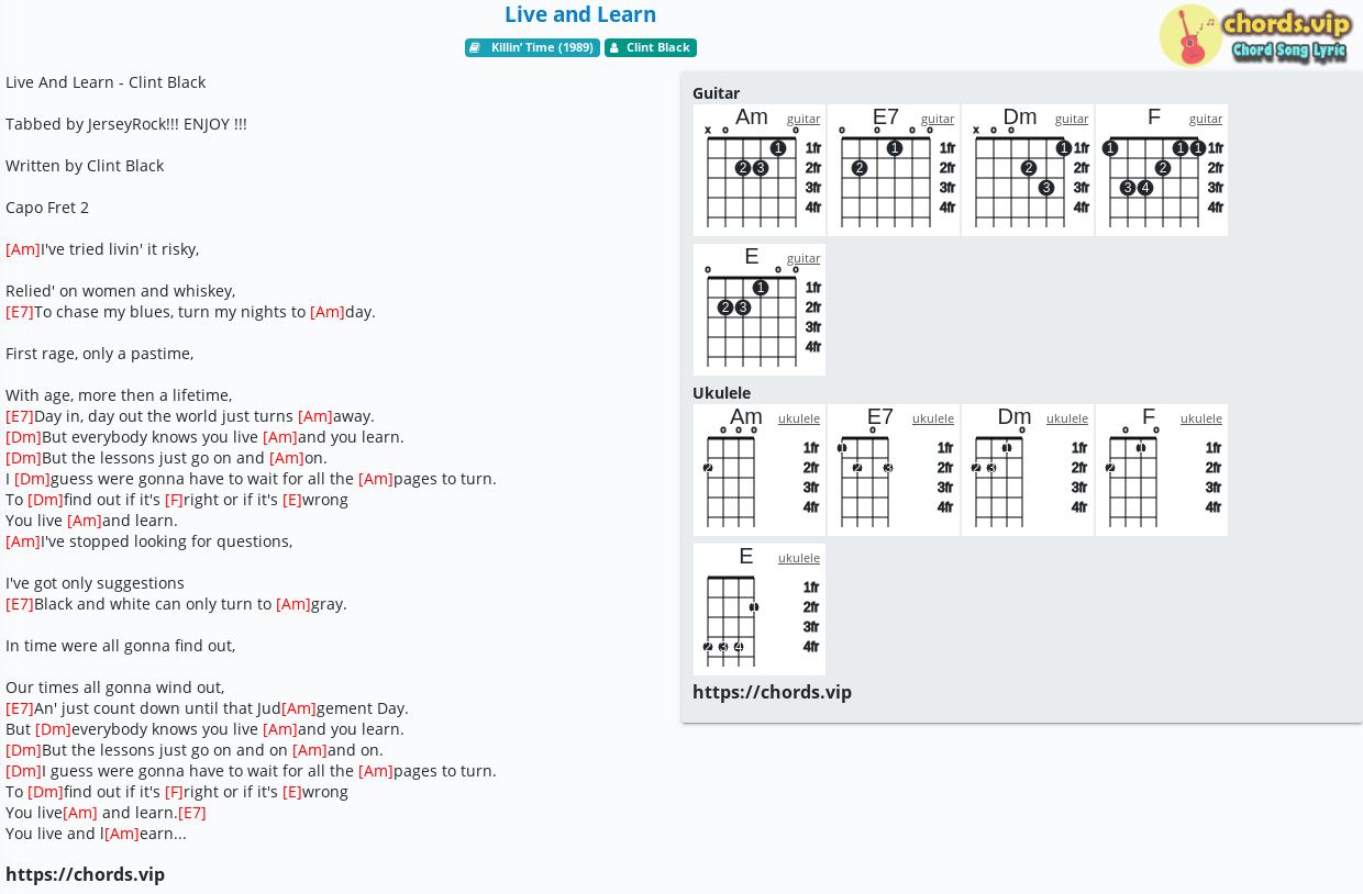 live and learn chord