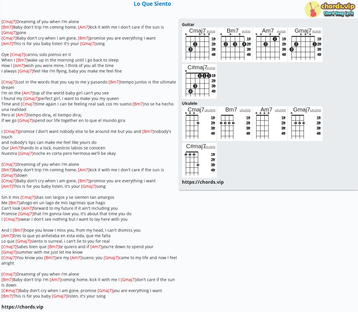 Chord Lo Que Siento Tab Song Lyric Sheet Guitar Ukulele Chords Vip